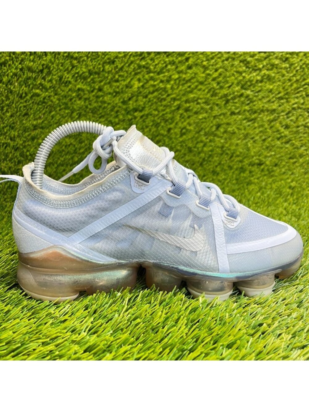 Nike Air VaporMax 2019 GS Boys Size 5.5Y Blue Silver Athletic Shoes Sneakers